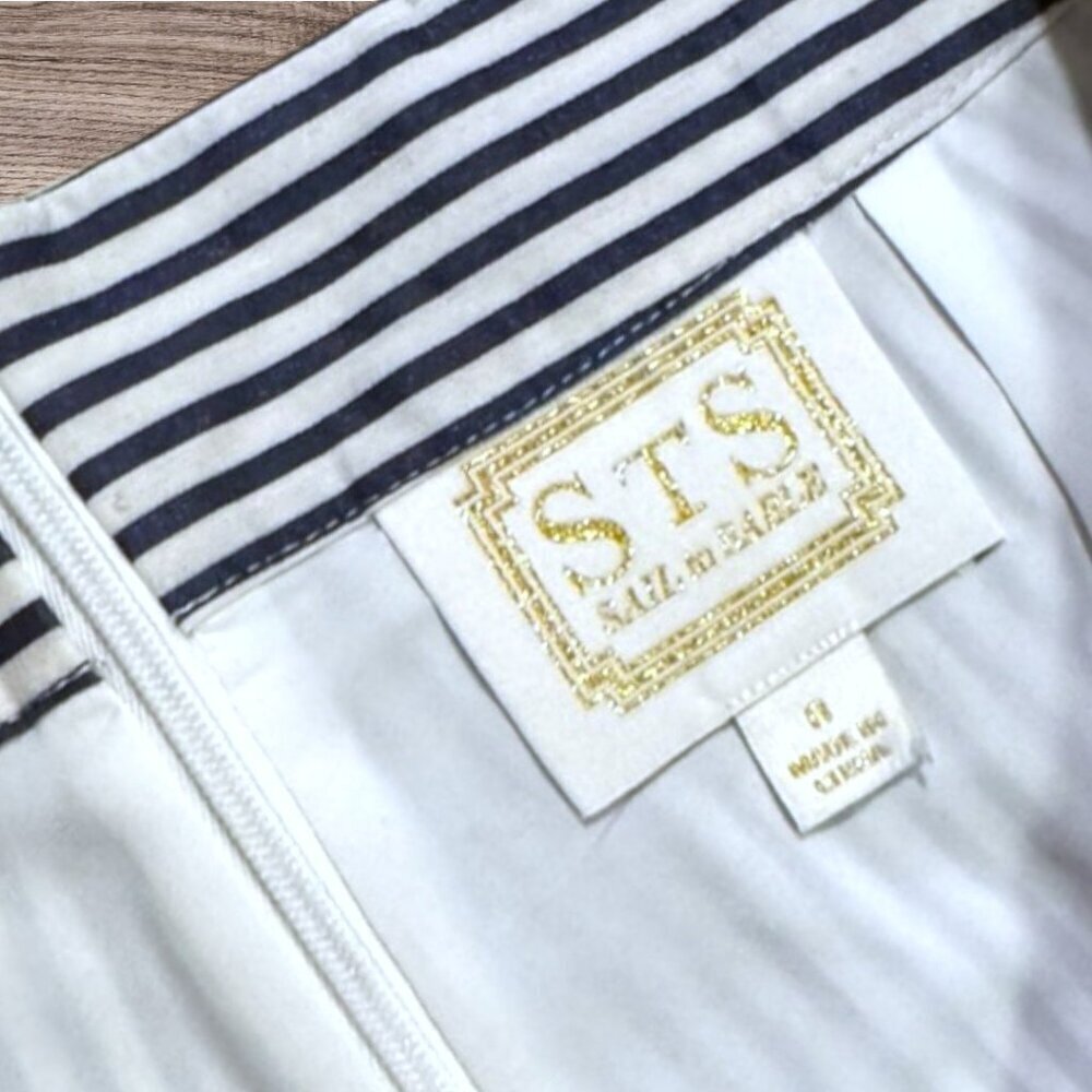 Sail to Sable STS Navy White Stripe Slim Ankle Pants Size 8 - Picture 4 of 5